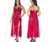 Camisola Luxuosa Longa Bordada com Bojo e Calcinha