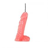 Vela no formato de pênis com escroto - Rosa